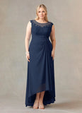 A-Line Scoop Lace Chiffon Mother of the Bride Dress