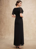 A-line Scoop Ankle-Length Chiffon Mother of the Bride Dress With Beading Pleated