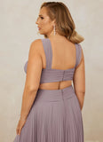 Plus Size Pleated Off Shoulder Chiffon A-Line Bridesmaid Dress