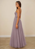 Pleated Tulle and Chantilly Lace A-line Formal/Prom Dress