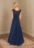 A-Line Scoop Lace Chiffon Mother of the Bride Dress