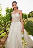 Strapless Satin Bow Neckline A-Line Wedding Gown