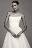 Strapless A-Line Stretch Crepe Wedding Gown