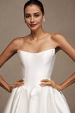 Strapless Drop-Waist Mikado Wedding Gown