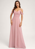 A-line Cold Shoulder Floor-Length Chiffon Bridesmaid Dress