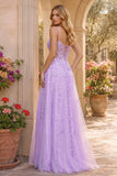 Sweetheart A-Line Prom Dress with Lace Applique & Side Slit