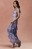 Floral Chiffon V-Neck Maxi Prom Dress