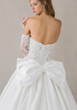 Strapless Long Sleeves Lace Satin Wedding Dress