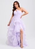 Princess Asymmetrical Neckline Asymmetrical Neckline Floor-Length Tulle Prom Dress