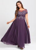 A-line Scoop Illusion Ankle-Length Lace Chiffon Mother of the Bride Dress With Sequins