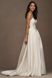 Strapless Drop-Waist Dupioni Wedding Gown