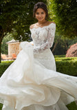 Lovely A-line Illusion Off-the-Shoulder Scalloped Neckline Lace Ball Gown/Wedding Gown