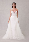 3D Floral Appliqués Spaghetti Straps A-Line Wedding Gown