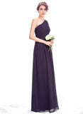 A-line One Shoulder Floor-Length Chiffon Bridesmaid Dress With Ruffle