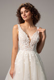 A-Line Court Train Tulle Wedding Dress