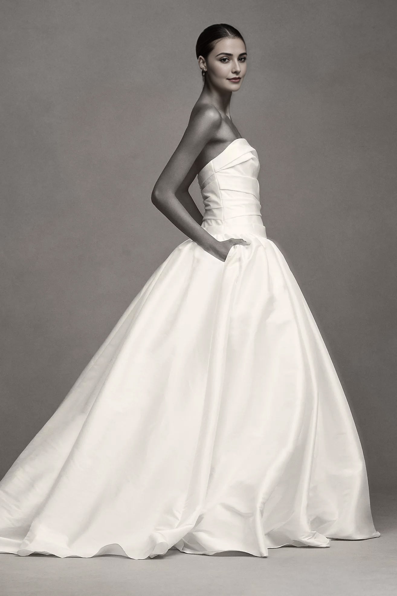 Strapless Drop-Waist Taffeta Wedding Gown RoseProm Strapless Drop-Waist Taffeta Wedding Gown RoseProm