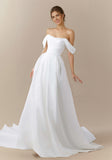 Off The Shoulder Strapless Satin Wedding Dress