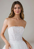 Strapless Straight Lace Tulle Wedding Dress