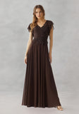 A-line Chiffon Evening Gown with Beaded Embroidery