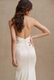 Strapless Satin Mermaid Wedding Gown with Sweep Train