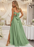 A-line Chiffon V-Neck Long Bridesmaid Dresses