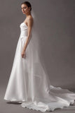 Strapless Cowl-Neck A-Line Taffeta Wedding Gown