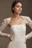 Strapless Sequin Lace Sheath Wedding Gown