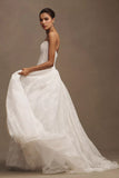 Strapless Tulle Basque-Waist Ball-Skirt Wedding Gown