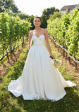 Sweetheart Corset Off-the-Shoulder Sleeves Satin Beading Wedding Gown