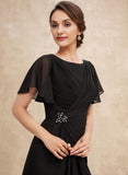 A-line Scoop Ankle-Length Chiffon Mother of the Bride Dress With Beading Pleated