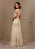 Mermaid Scoop Sequins Tulle Mother of the Bride Dress