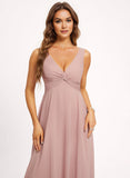 A-line V-Neck Floor-Length Chiffon Bridesmaid Dress