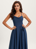 A-line Cowl Floor-Length Chiffon Bridesmaid Dress With Ruffle