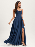 A-line Cowl Floor-Length Chiffon Bridesmaid Dress With Ruffle