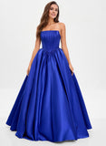 Ball-Gown/Princess Straight Floor-Length Satin Prom Dresses