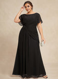 A-line Scoop Ankle-Length Chiffon Mother of the Bride Dress With Beading Pleated