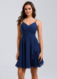 A-line V-Neck Short Chiffon Homecoming Dress