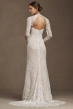 Strapless Sequin Lace Sheath Wedding Gown
