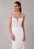 3D Floral Appliqués Spaghetti Straps A-Line Wedding Gown