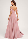 A-line Cold Shoulder Floor-Length Chiffon Bridesmaid Dress