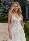 Ethereal A-line Frosted Floral Embroidered Appliqués Lace Wedding Gown