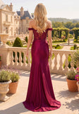 Off-Shoulder Mermaid Prom Dress with Lace Applique & Side Slit