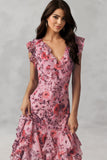 Floral Chiffon V-Neck Maxi Prom Dress