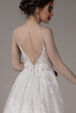 A-Line Court Train Lace Tulle Wedding Dress