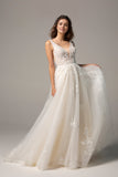 A-Line Court Train Tulle Wedding Dress