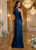 A-Line Pleated Stretch Satin Formal Dress