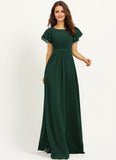 A-line Scoop Floor-Length Chiffon Bridesmaid Dress With Ruffle