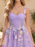 Sweetheart 3D Floral Applique Ruched Corset Bodice A-Line Tulle Mini Dress