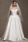 Strapless Drop-Waist Mikado Wedding Gown