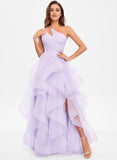 Princess Asymmetrical Neckline Asymmetrical Neckline Floor-Length Tulle Prom Dress